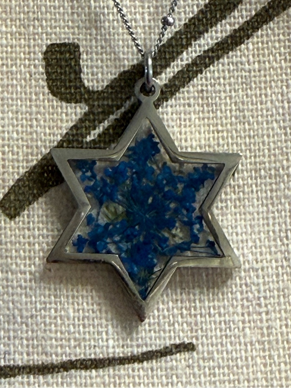 Blue Star of David Resin Pendant Necklace - Women's Jewelry